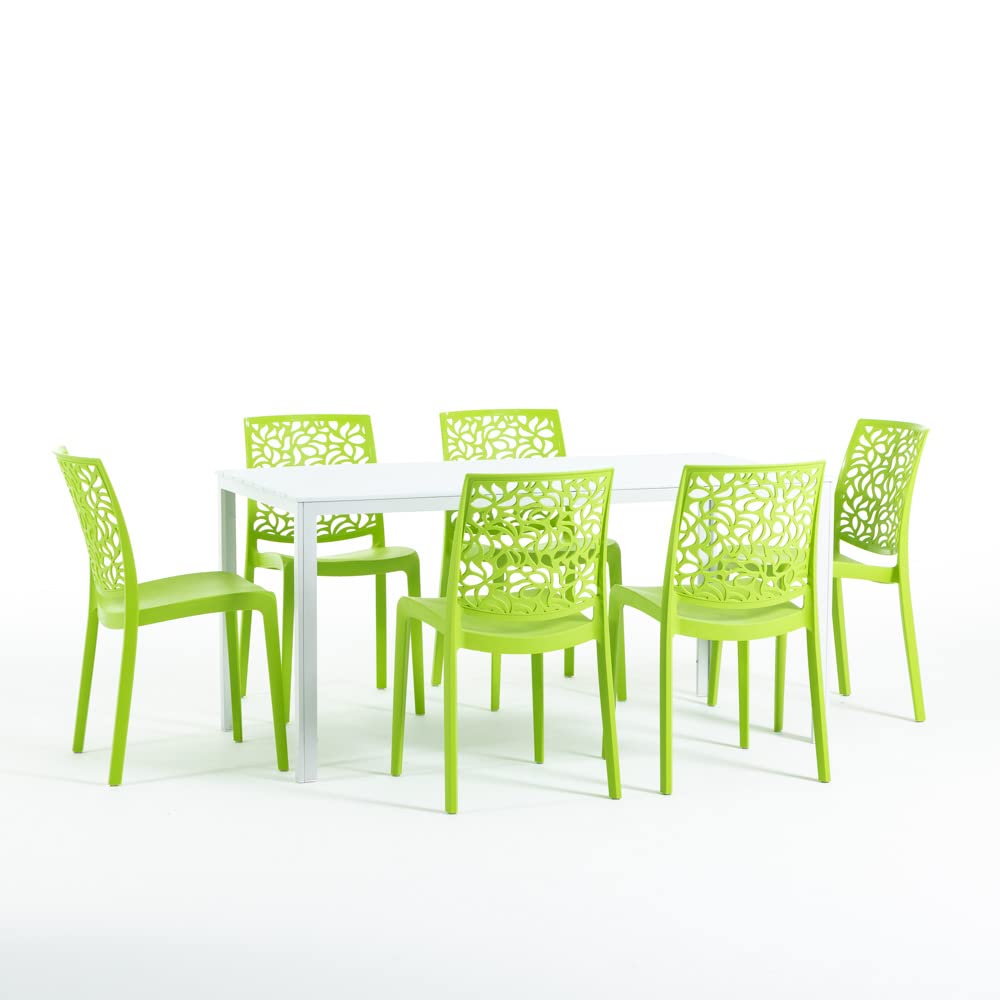 Chaises en résine Fibre de Verre empilables Anna Citron Vert 4 pièces