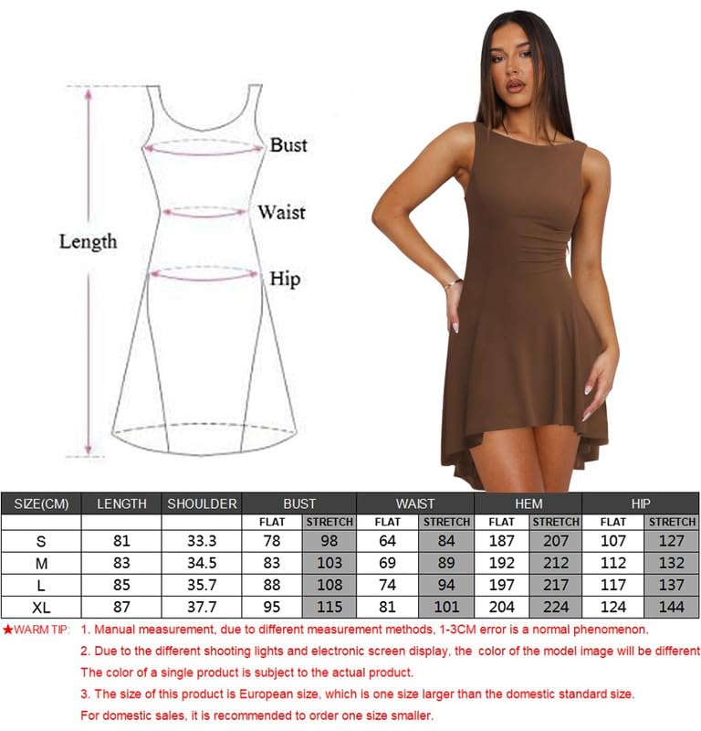 Vestido Sexy Mujer sin Mangas Cuello Barco Mini Vestidos Ajustado Elegante Irregular Dobladillo con Volantes Vestido Corto Verano Casual Slim Fit Swing Vestidos de Fiesta Cóctel Club