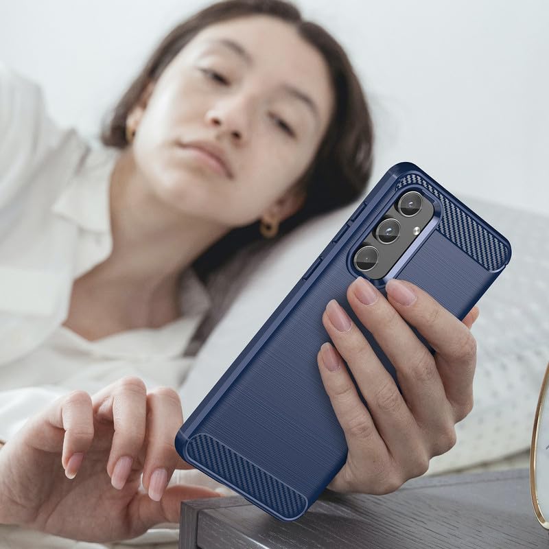 Image of Hybrid Carbon Fiber Back Case for Samsung Galaxy M55 / M55s / F55 5G (Blue)