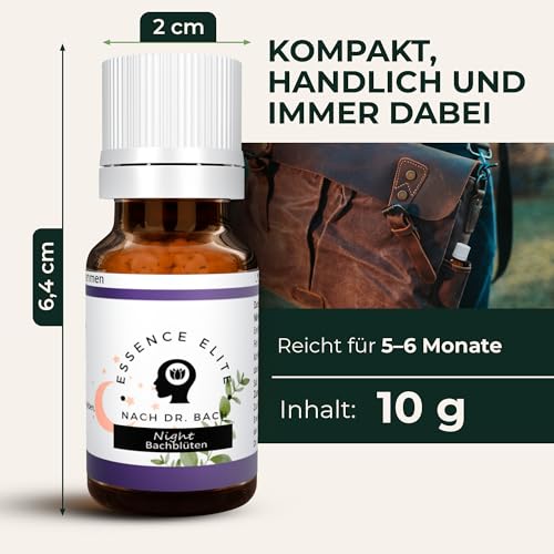 Essence Elite Bachblüten Globuli NIGHT 10g - Natürliche Unterstützung beim Einschlafen, besser-Schlafen mehr innere Ruhe Schlaf, hormonfrei