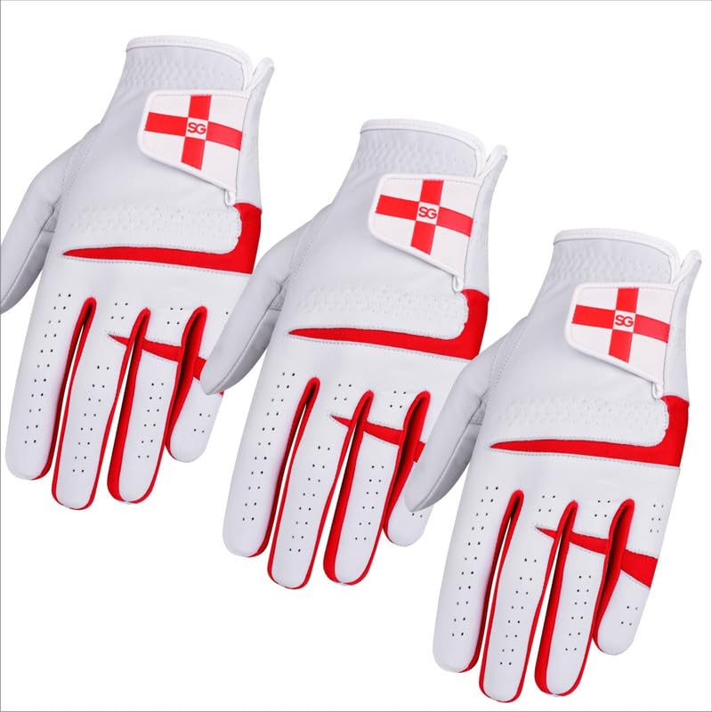 Golf Gloves for man - Made of Cabretta Leather - Suitable for All Weather Conditions, Soft Feel Grip, Breathable & Comfortable, Right & Left Handed Golfer - Budget friendly Pack of 3