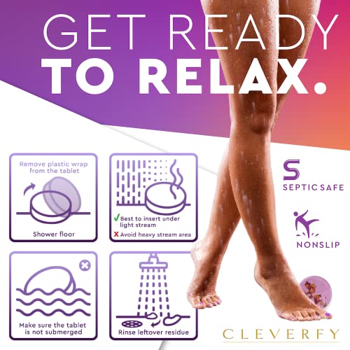 Cleverfy Aromatherapy Shower Steamers - Variety Pack of 6 Shower Bombs with Essential Oils. Self Care and Relaxation Shower Steamer for Women and Men. Purple Set