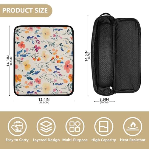 Bolsa de viaje pequeña para herramientas de cabello beige con almohadilla térmica resistente al calor removible y repelente al agua para plancha y accesorios de cuidado capilar miniatura 4