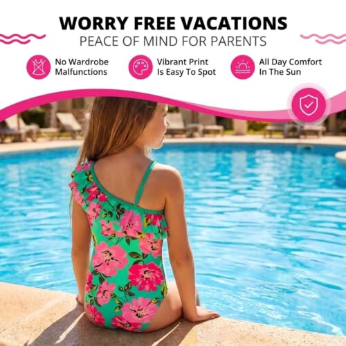 Image of Kanu Surf Girls Morgan Floral Ruffle 1-Shoulder 1-piece Swimsuit