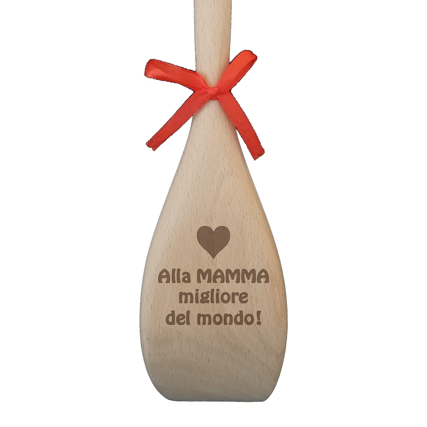 Regalo per MAMMA idee regalo per Festa della mamma per Natale o compleanno Cucchiaio di legno di faggio Mestolo cucina lungo 31cm Regali per la mamma con incisione laser indelebile