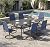 Sophia & William Outdoor Dining Set Patio Dining Set for 6 Outdoor Table and Chairs 7 Pieces Outdoor Patio Set with Swivel Patio Chairs 60"x 38" Metal Table for Garden Pool All Weather Blue