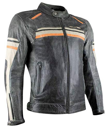 AGVSPORT Palomar Men's Cafe Premium Leather Motorcycle Jacket CE Level 2 armor Perforated Size 42