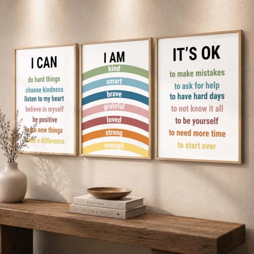 Image of Kotart Big Size quote Motivational Poster with Frame Aesthetic Positive Posters with Frames Motivational Quote feel good inspirational office Wall Art Room Living Room & Study Set Of 3 | Design 993 Beige (20x30 Inch)