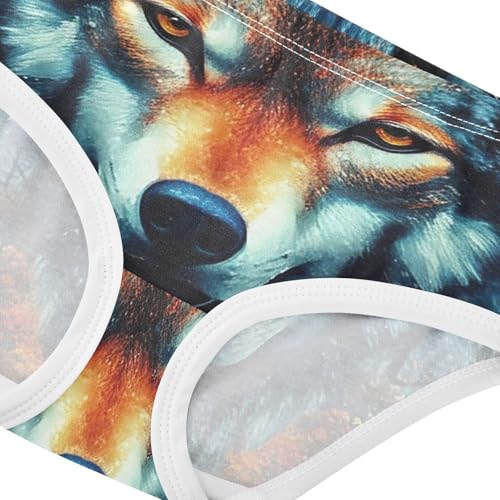 Girls Underwear Toddler 2t Cotton Panties Little Girl Personalized Undies Kids Briefs Mystical Wolf Head Autumn Forest4