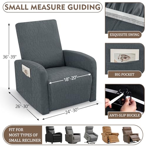 Image of ZNSAYOTX 100% Waterproof Recliner Chair Covers, 3-Piece Stretch Fit Recliner Slipcovers with Buckle & Elastic Band for Lazy Boy, Stay in Place, Soft Plaid Jacquard Protector (Small, Dark Grey)