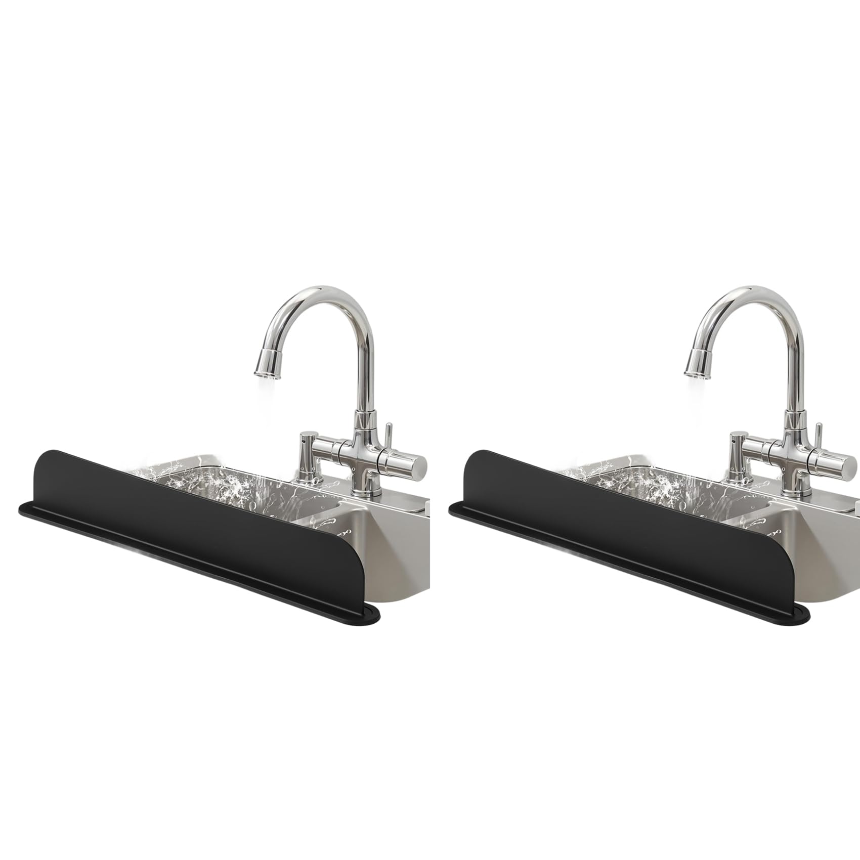 Hndhbfgrt 2pcs 19.29 Inch Sink Water Splash Guard, Silicone Sink Splash Guard, Backsplash Protector for Kitchen Countertop