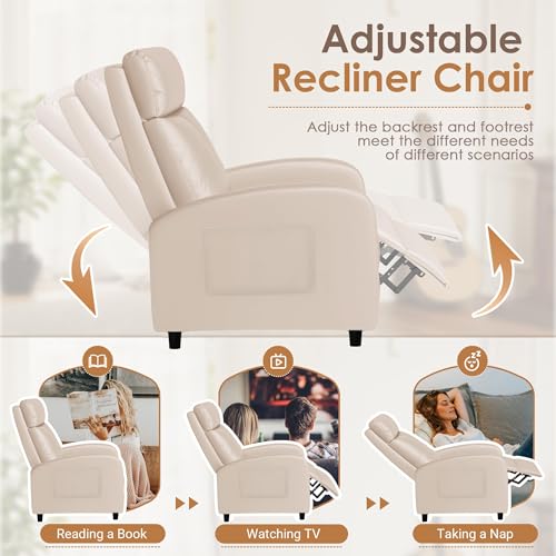 Sillón reclinable moderno piel sintética Beige miniatura 6