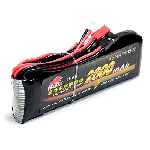 11.1V/3S 2600Mah 8C Lipo Battery Jst + Jr + Futaba Plug #TOP7