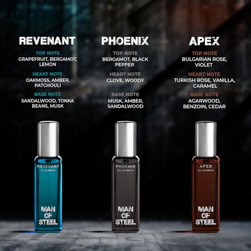 Image of MAN OF STEEL Perfume Gift Set for Men - 20ML Each | Apex, Phoenix, Revenant | Long Lasting Luxury Perfume EDP
