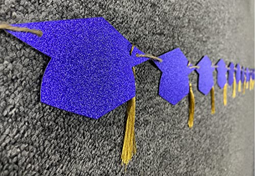 Image of Graduation Decorations Class of 2026 Glitter Congrats Grad Graduation with Tassel Party Congratulations Banner Decor College High School Graduation Party Favors (Blue)