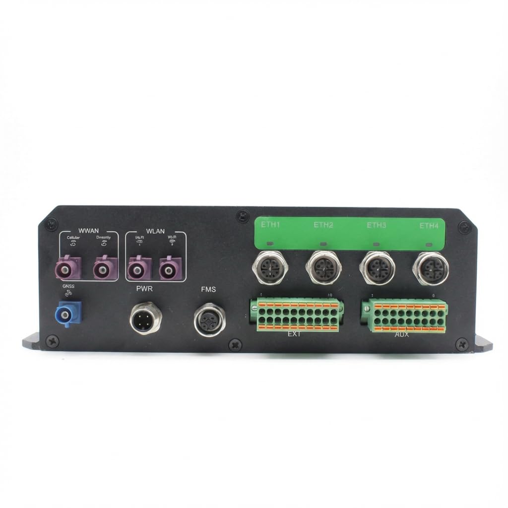 InHand Networks VG814 Gateway per veicoli industriali, router 4G LTE Cat 6, Dual SIM, Wi-Fi dual-band, 4x Gigabit Ethernet, certificazione ITxPT e E-mark, GNSS, supporto Python/Docker per la gestione
