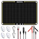 Apowery 12 Volt 10 Watt Solar Car Battery Charger & Maintainer, Solar Panel Trickle Charger, with Alligator Clip& Cigarette Lighter PlugAdapter for Car, Boat, Automotive, Motorcycle, RV