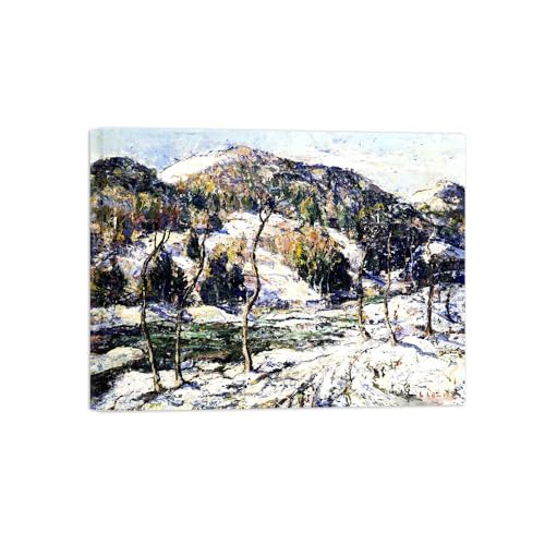 MUHJDYC Ernest Lawson Impression sur Toile-Tableau Reproduction-Célèbre D'art Peinture Image Decoration Murale Salon(paysage hivernal) 80x105cm Toile Tendue