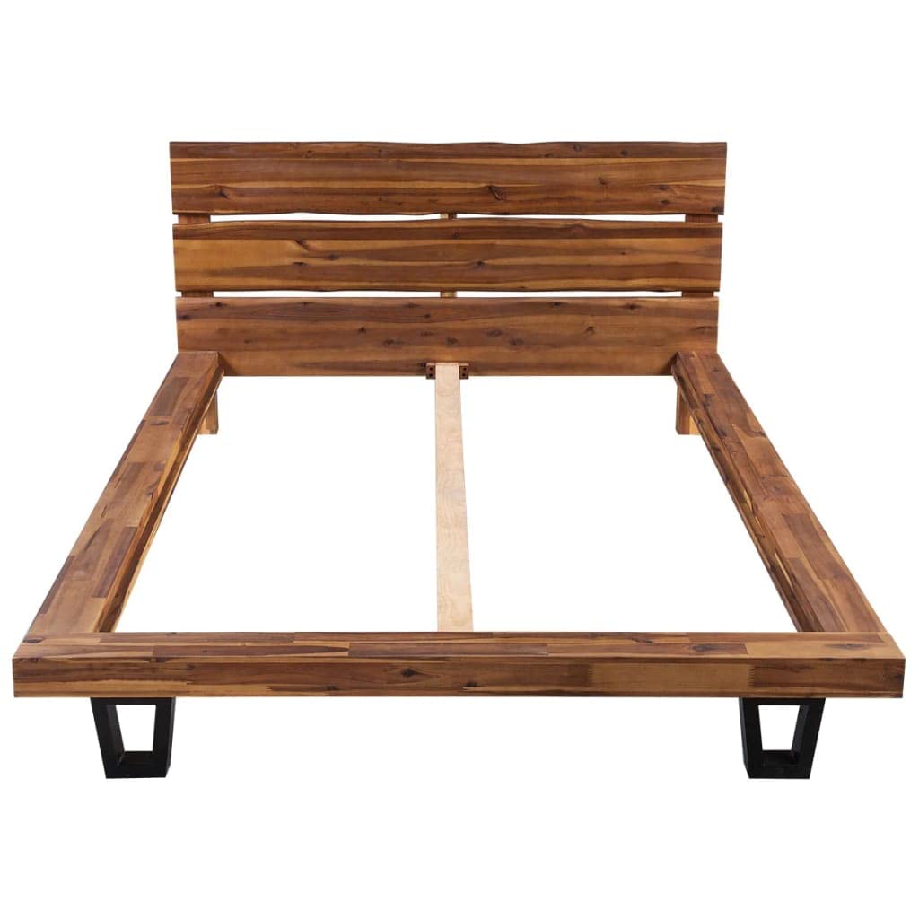 Cadre De Lit VidaXL Bois Acacia Massif 140x200 Cm Avec Tête De Lit Et Lattes (occasion)