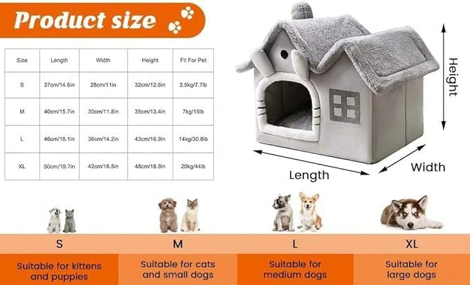 Casa Plegable para Gatos y Perros Grande con Espuma Viscoelá miniatura 3