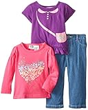 Peanut Buttons Baby Girls' 3 Piece Pant Set with Heart Butterflies