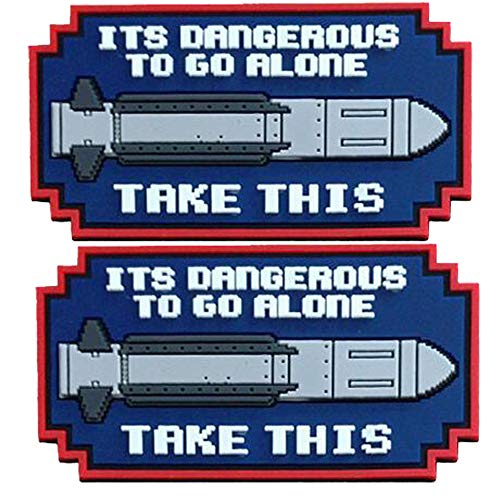 It's Dangerous to Go Alone Patch 3D Tactical Military PVC Rubber Patches with Hook and Loop Backing Badges 2PCS