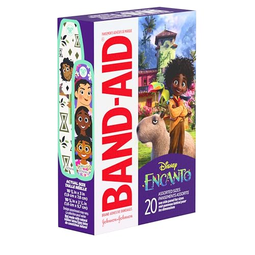 Image of Band-Aid Brand Adhesive Bandages for Minor Cuts & Scrapes, Wound Care Featuring Disney's Encanto Characters, Fun Bandages for Kids and Toddlers, Assorted Sizes, 20 Count (Pack of 2)