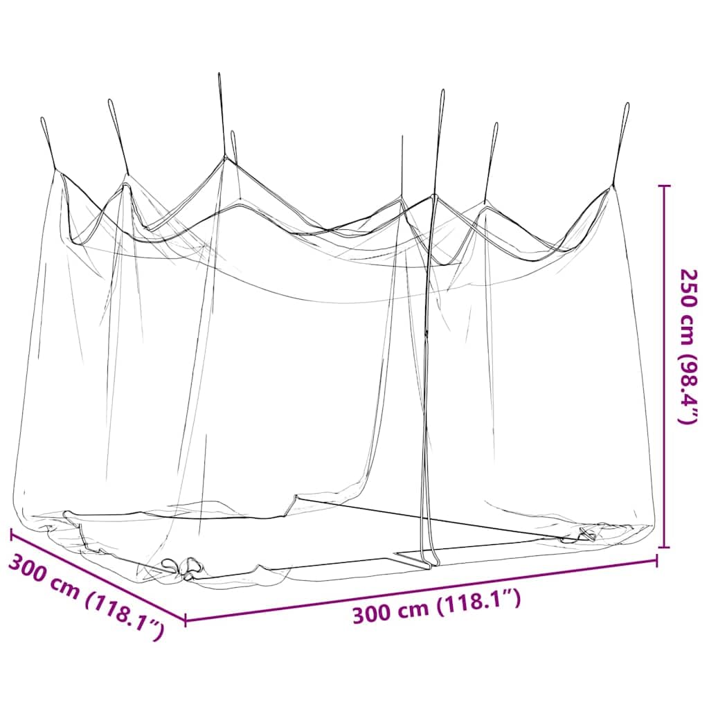 vidaXL Moustiquaire d'extérieur 220 Mailles 300x300x250 cm, moustiquaire pour lit, moustiquaire de Voyage, moustiquaire Portable