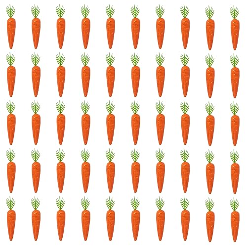 Honbay 50PCS Mini Artificial Carrots Ornament Foam Fake Small Carrots Models Decorative Bunny Carrots Vegetable for DIY Crafts Easter Party Home Decoration Photo Props