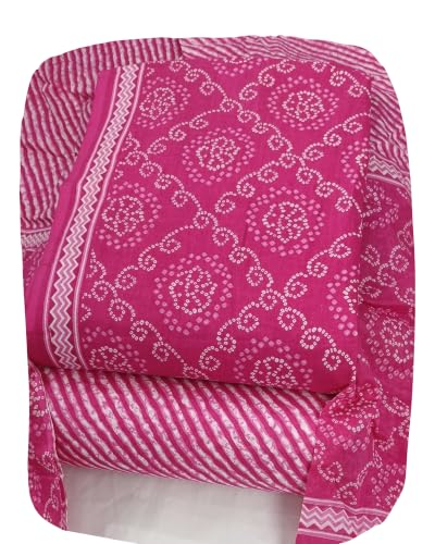 Image of DRAVINAM Trends Women's Premium Cambric Cotton Jaipuri Printed Unstitched Salwar Suit Dress Material with Mulmul Cotton Dupatta