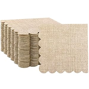 Panelee 100 Pcs Burlap Cocktail Dessert Napkins Rustic Scalloped Paper Napkins Decorative Napkins Bulk Disposable Party Napkins for Wedding Baby Shower Dinner Birthday, 5 x 5 Inch Panelee 100 Pcs Burlap Cocktail Dessert Napkins Rustic Scalloped Paper Napkins Decorative Napkins Bulk Disposable Party Napkins for Wedding Baby Shower Dinner Birthday 5 x 5 Inch