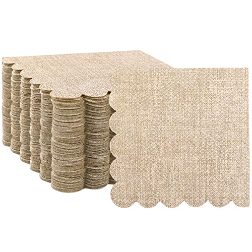 Panelee-100-Pcs-Burlap-Cocktail-Dessert-Napkins-Rustic-Scalloped-Paper-Napkins-Decorative-Napkins-Bulk-Disposable-Party-Napkins-for-Wedding-Baby-Shower-Dinner-Birthday-5-x-5-Inch Panelee 100 Pcs Burlap Cocktail Dessert Napkins Rustic Scalloped Paper Napkins Decorative Napkins Bulk Disposable Party Napkins for Wedding Baby Shower Dinner Birthday 5 x 5 Inch