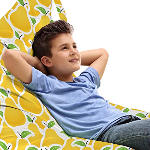 ABAKUHAUS Poire Jouet Sac de Rangement Chaise Lounge, Fruit Basket Miam santé, Stockage pour Animal en Peluche à Haute Capacité avec Poignées, Moutarde Lime Green