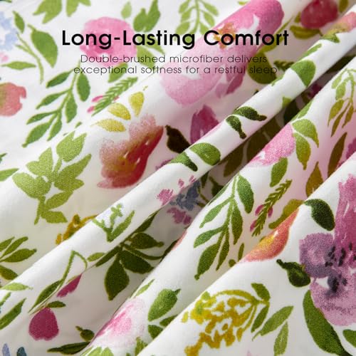 Image of FreshCulture Floral Bed Sheets - Ultra Soft King Size Sheets Set - Brushed Microfiber Floral Sheets - Deep Pockets - Easy Care - Hotel Luxury 4 Piece Flower Printed Sheets King, Aquarelle