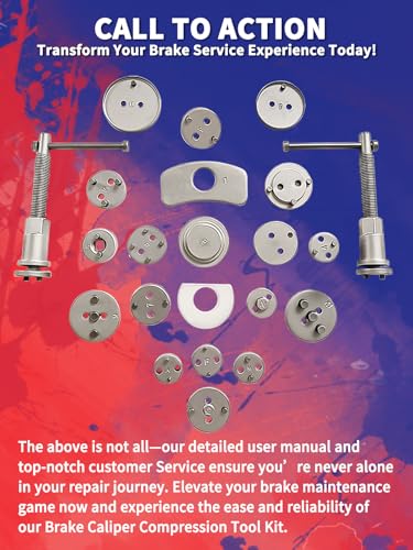 Punmew Brake Caliper Compression Tool 24-Piece Heavy Duty Disc Brake Piston Caliper Compressor Rewind Tool - Thumbnail 7