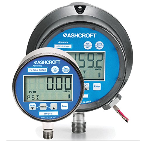 Two Ashcroft digital pressure gauges, one larger and one smaller