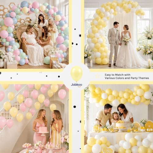 Image of Jobkoo Pastel Yellow Balloons, 12 Inch Light Butter Yellow Latex Balloon