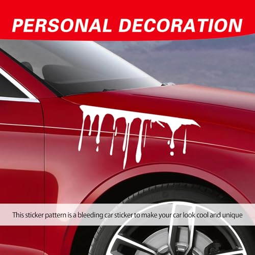 Image of ijuicy 2 PCS Flowing Blood Bloody Horror Funny Decal for Car, Halloween Horror Sticker Car Accessories, Halloween Car Decorations Accessories, Fit for Most Cars (White)