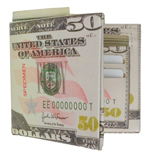 MARSHAL Men's 50 Dollar Bill Design Super Slim Men's Wallet3