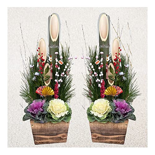 NEKOMI 【予約販売】１対70㎝玄関飾り 木箱門松 お正月飾り 人気 縁起のいい迎春門松 (１対 高さ約７０cm門松木箱)のサムネイル