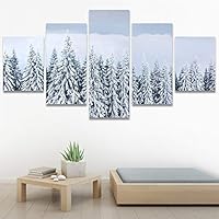 SIGNWIN 5 Panel Canvas Wall Art Modern Art Forest Multicolor Photography Relax/Calm Romantics Scenic for Home Decorations Ready to Hang - 60
