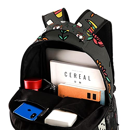 Sac à dos d'école au style décontracté avec imprimé multicolore feuilles