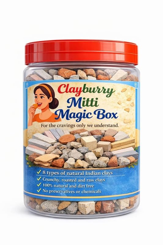 Clayburry Mitti Magic Box | 8 Types of Natural Indian Edible Clays | Roasted & Raw Multani Mitti, Punjabi Mitti & Soft Clay Mix 250gm-image-45