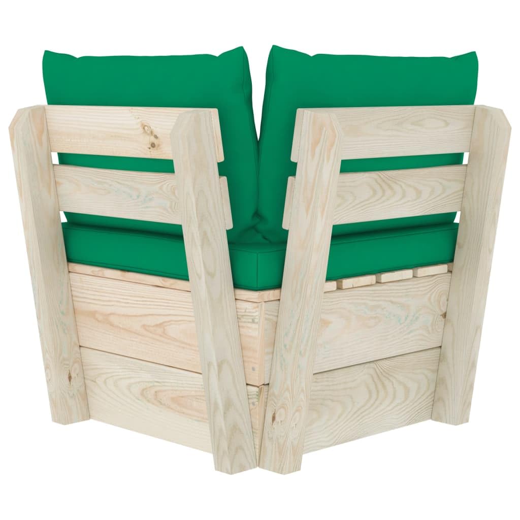 vidaXL Abeto Impregnado Sofá de Esquina de Palets de Jardín Cojines Asiento Silla Sala de Estar Salón Terraza Patio Seccional Exterior Balcón Estable