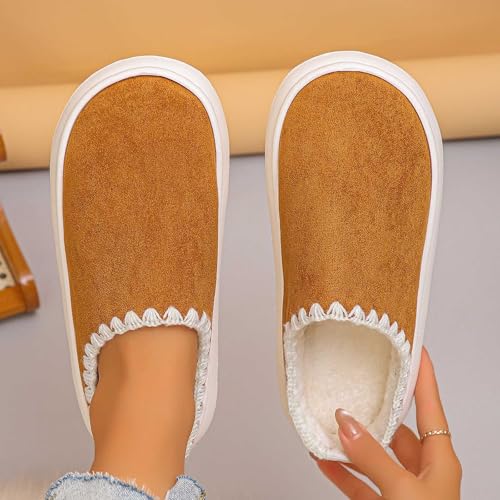 Cozy Fleece Lined Slip On Slippers For Women Winter Warm Indoor Outdoor Soft Comfortable Shoes3