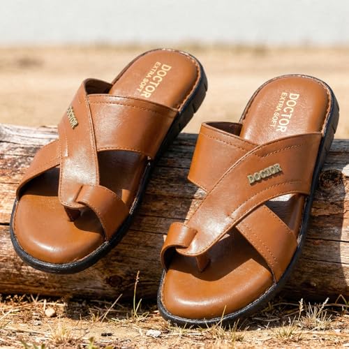 Image of DOCTOR EXTRA SOFT Men's Memory Foam Cushion Footbed Sandals /Chappal for Adults with Adjustable Strap| Diabetic & Orthopedic|LightWeight Comfortable Stylish & Anti-Skid| Dr.Slippers & FlipFlops Gents A-02