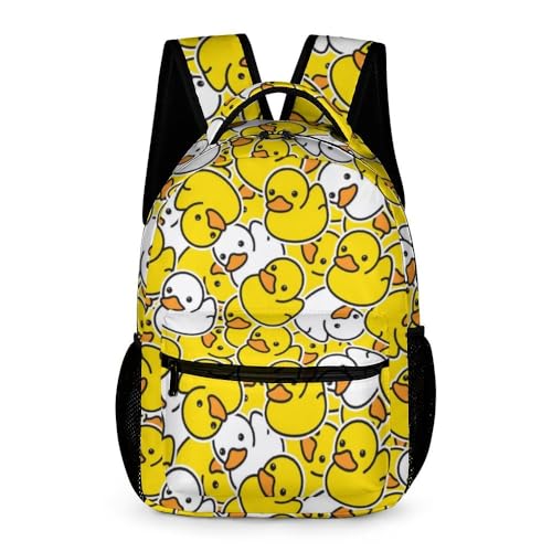 Duck Backpack for Kids Girls Boys School, 16 Inches Cute Duck Theme Bookbag, Adjustable, Lightweight, Large Capacity, Colorful Duck Backpack for School