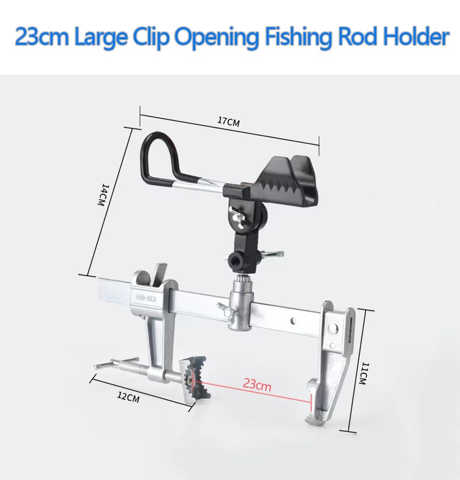 Stedan 2 Pack Fishing Boat Rod Holders for Kayaks, Bridge, Upgraded Multifunctional Stainless Steel Fishing Boat Rods Holder, 360° Adjustable 23cm Large Clip Opening Fishing Rod Holder, Easy to Carry
