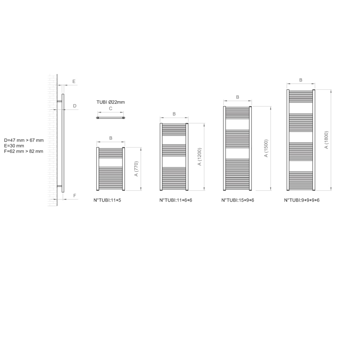 Kiamami Valentina - Termoarredo Idraulico Bagno 40X150cm Acciaio Bianco
