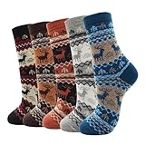 HUBGFEQ 5 Pairs Autumn Winter Cute Colorful Women Warm Wool Socks Thicken Cashmere Snow Women Socks-5Pairs-A2405-Eu35-40